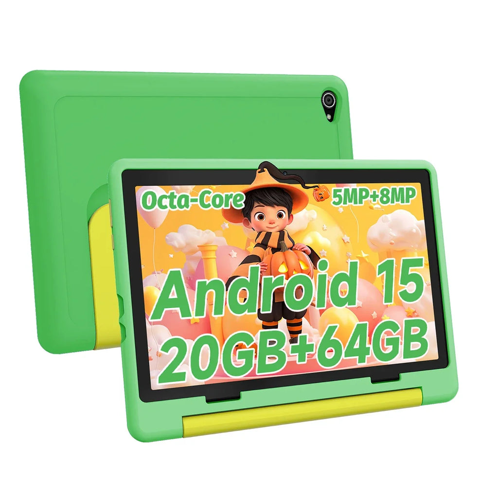 Kinder-Tablet 10 Zoll Android15 20GB RAM 64GB ROM 128GB erweiterbar 5000mAh 8-Core WiFi Bluetooth Kindergeschenk KIDOZ Kindersoftware