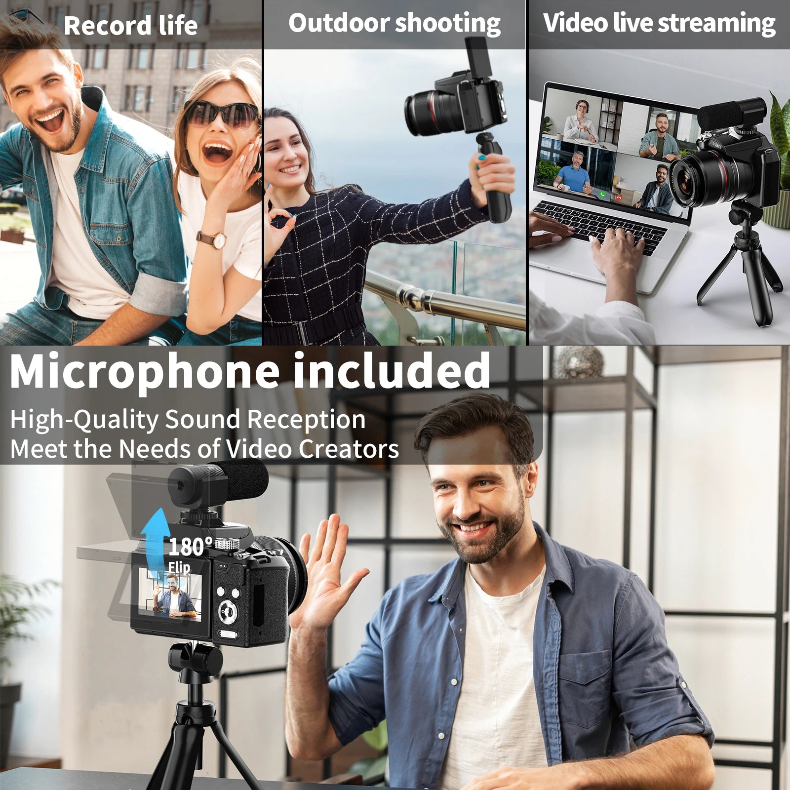 NBD 5K&64MP Digitalkameras für Fotografie, 16-fach optischer Zoom Kamera mit WiFi & App-Steuerung, Vlogging Kamera mit Autofokus