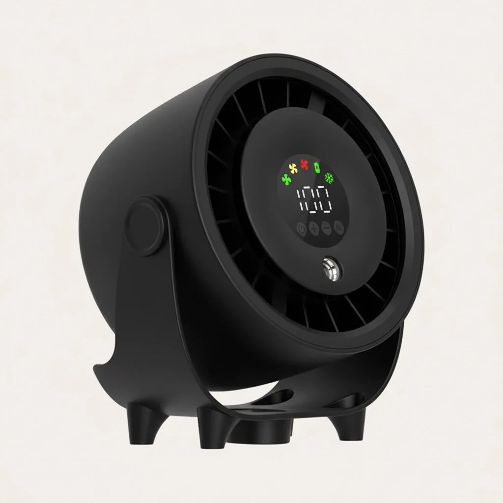 Neuer Sprühnebelventilator, befeuchtend, schnelle Kühlung, Aufhängeloch, geräuscharm, digitale Anzeige, Tastensteuerung der Geschwindigkeit, fein absorbierbar