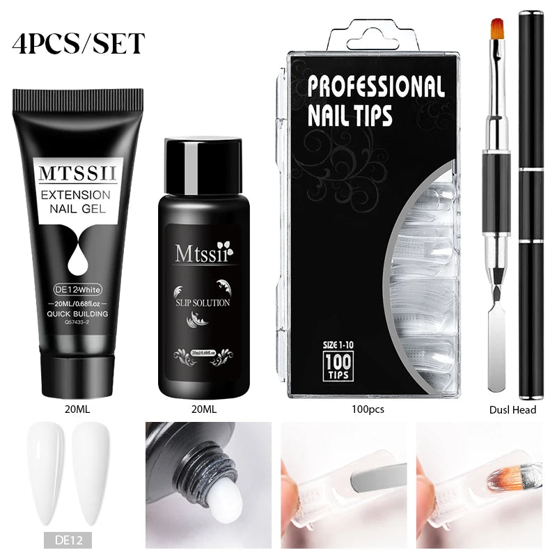 24-teiliges Set 20ml Poly Nail Extension Gel Kit Mini-UV-Lampe Versiegelung mit Basislack Überlack Professionelles Poly-UV-Nagelgel-Kit Starter-Kit