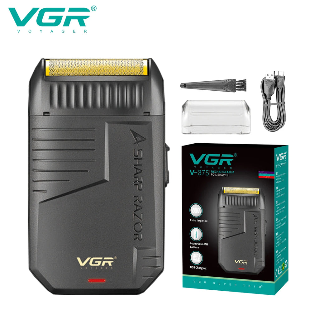 VGR Rasierer Wiederaufladbarer Rasierer Professioneller Bartschneider Elektrischer Trimmer Schwingrasierer Finishing Shaver für Herren V-375