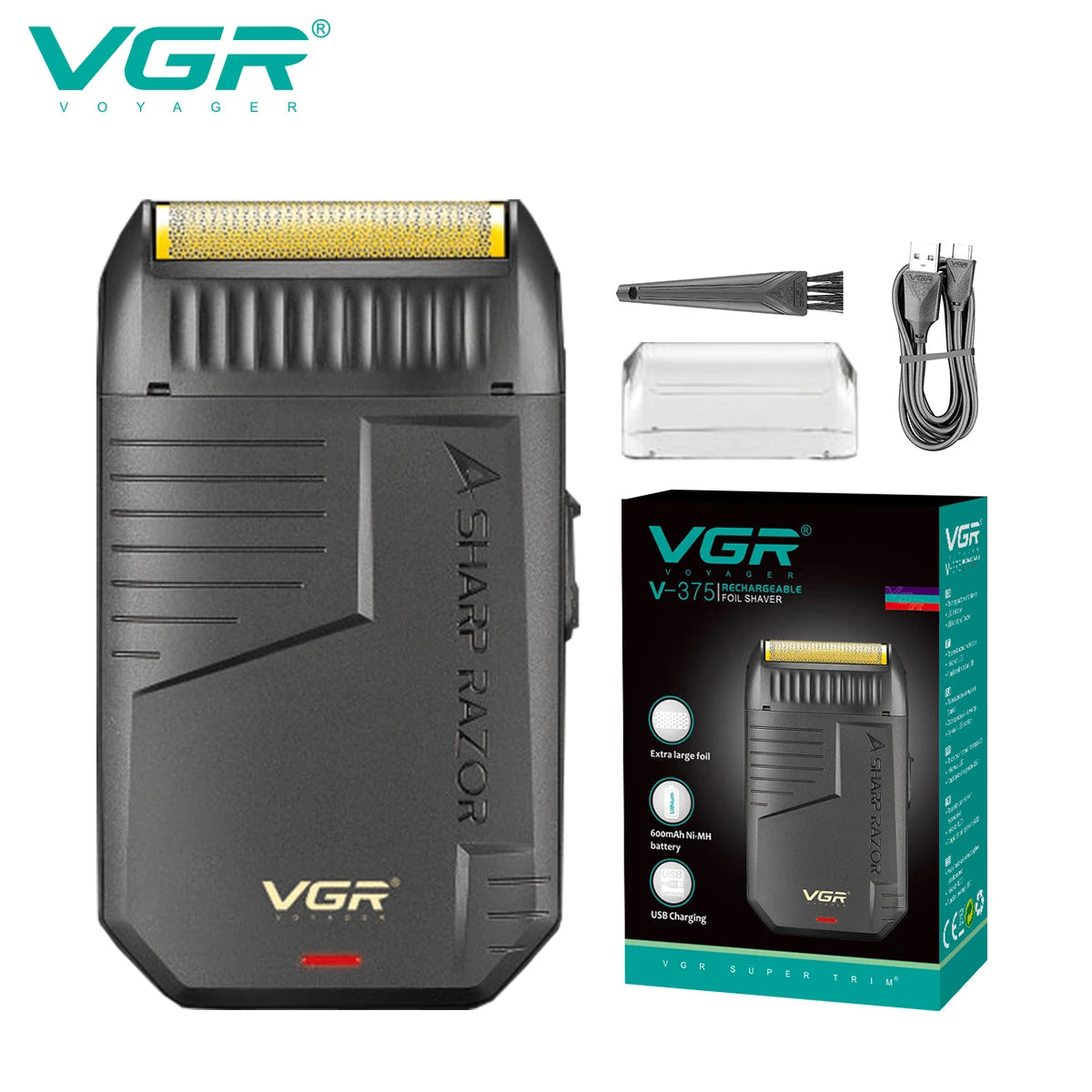 VGR Rasierer Wiederaufladbarer Rasierer Professioneller Bartschneider Elektrischer Trimmer Schwingrasierer Finishing Shaver für Herren V-375 Hauptbild