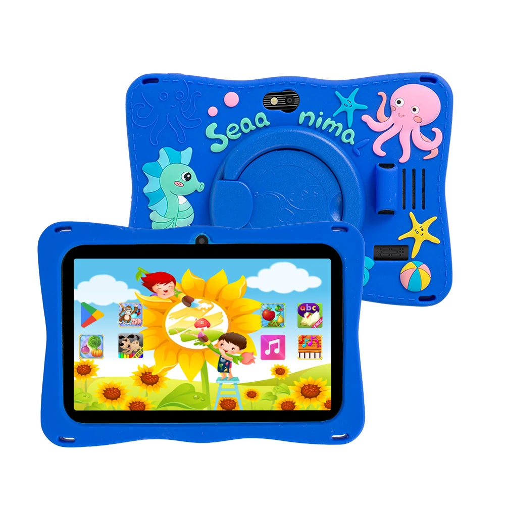 BDF Tablet für Kinder 7 Zoll Android 11 System 32 GB WiFi Bluetooth Dual-Kamera Bildungssoftware installiert mit Schutzhülle