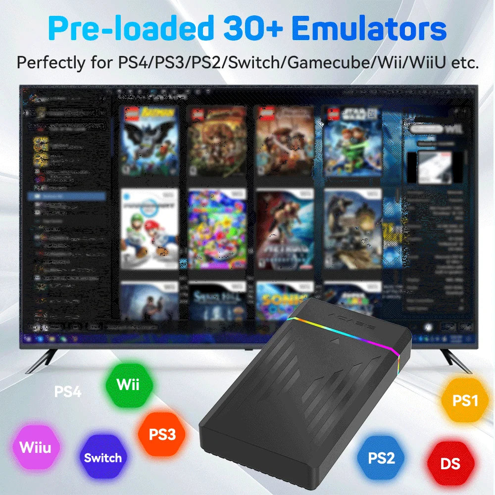 3TB Tragbare Gaming-HDD LaunchBox/Retrobat/Playnite Retro-Spielekonsole mit über 17300 AAA-/3D-/Retro-Spielen für PS4/PS3/PS2/Switch/Wii