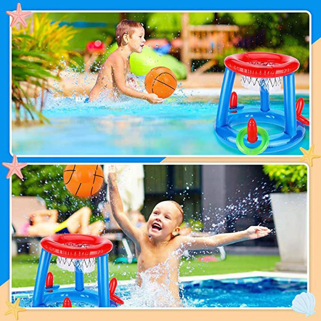 Aufblasbares Ringwurfspiel, schwimmender Basketballkorb, interaktives Wassersportspielzeug, Partygeschenk, Strandspaß, Poolzubehör