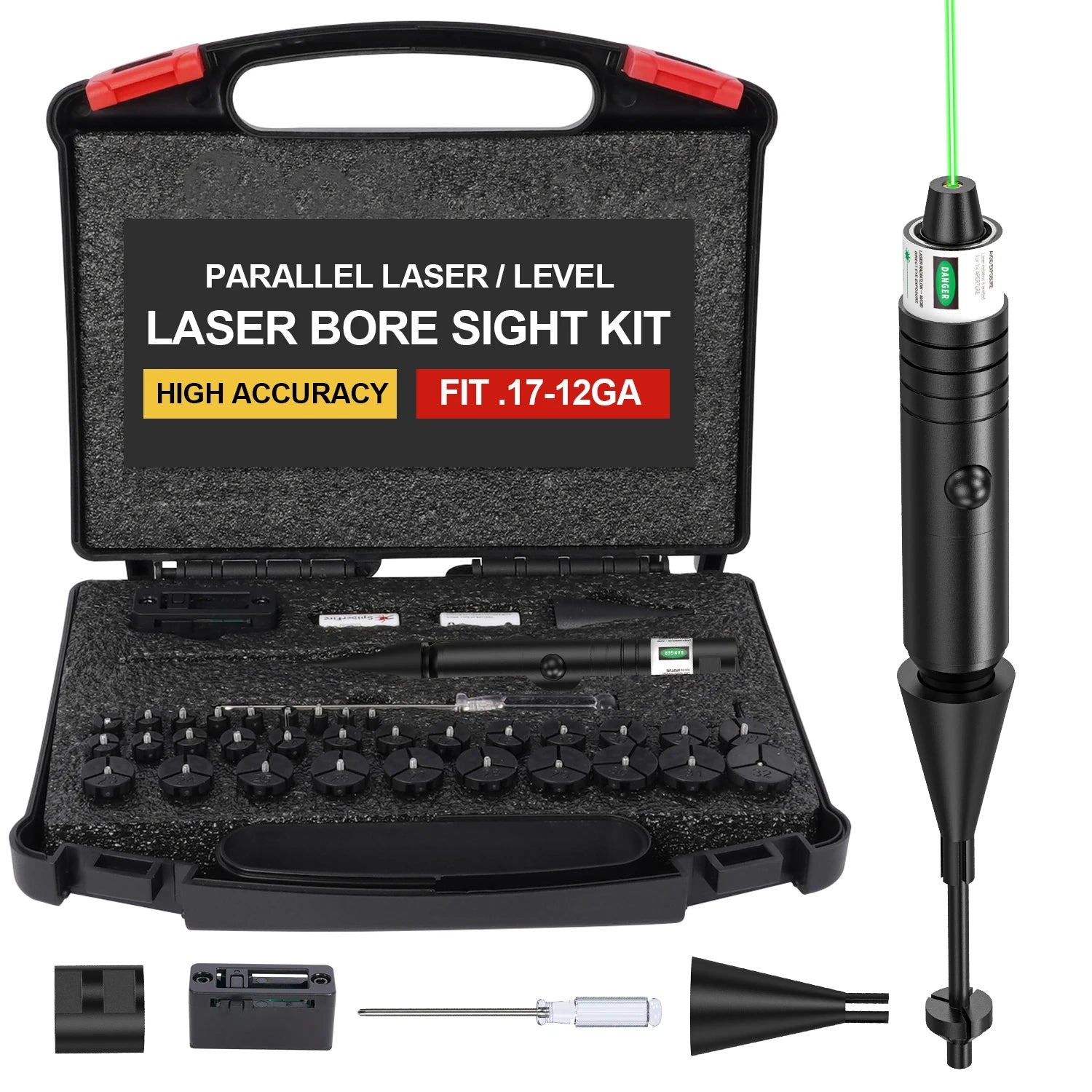 Taktischer grüner Laser-Kollimator-Visier-Kit für Gewehr und Pistole - Parallelkalibrierungs-Jagdvisier, geeignet für alle Kaliber.
