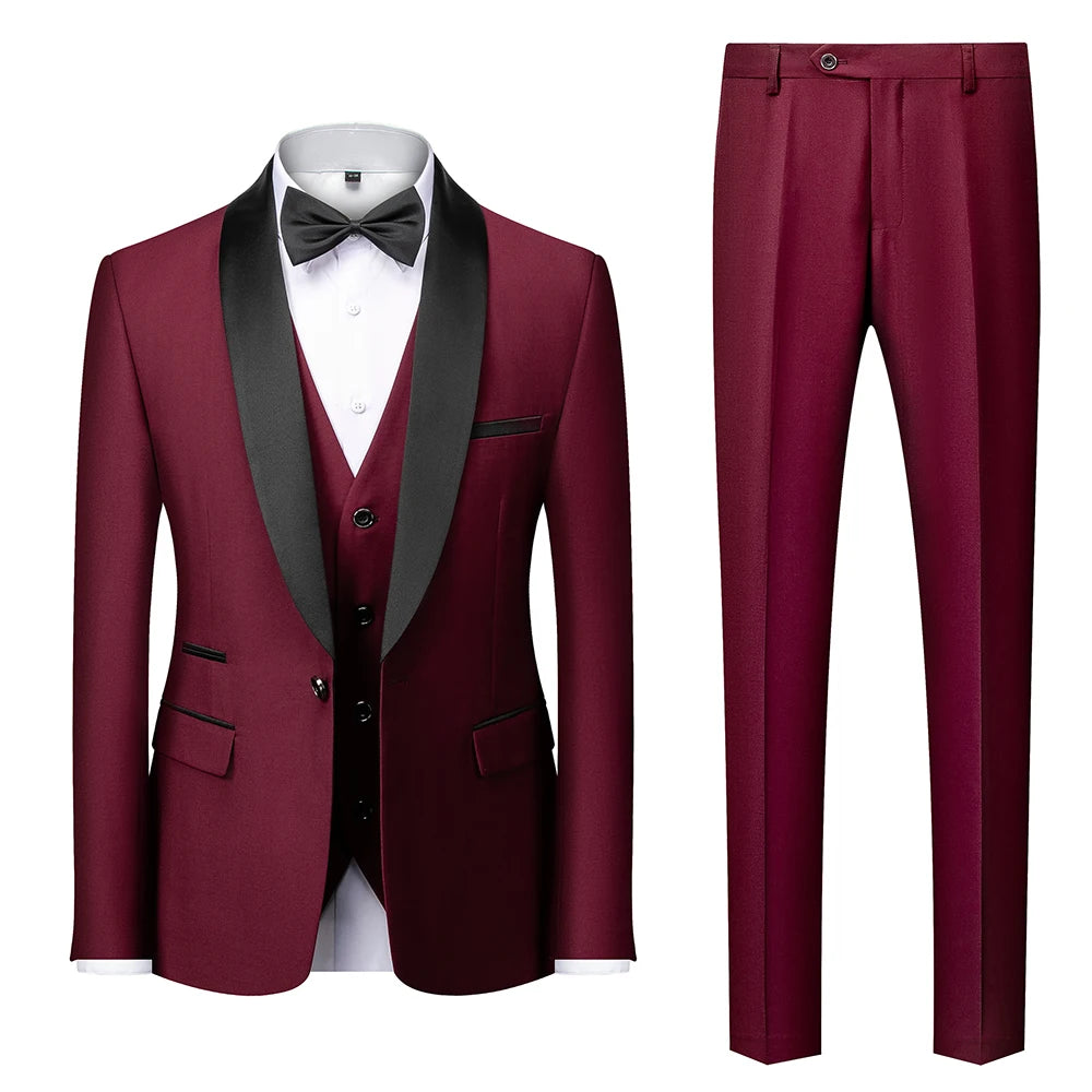 Herren Casual Business Anzug Smoking High End Marken Boutique Mode Sakko Weste Hose Bräutigam Hochzeitsanzug Party Anzug