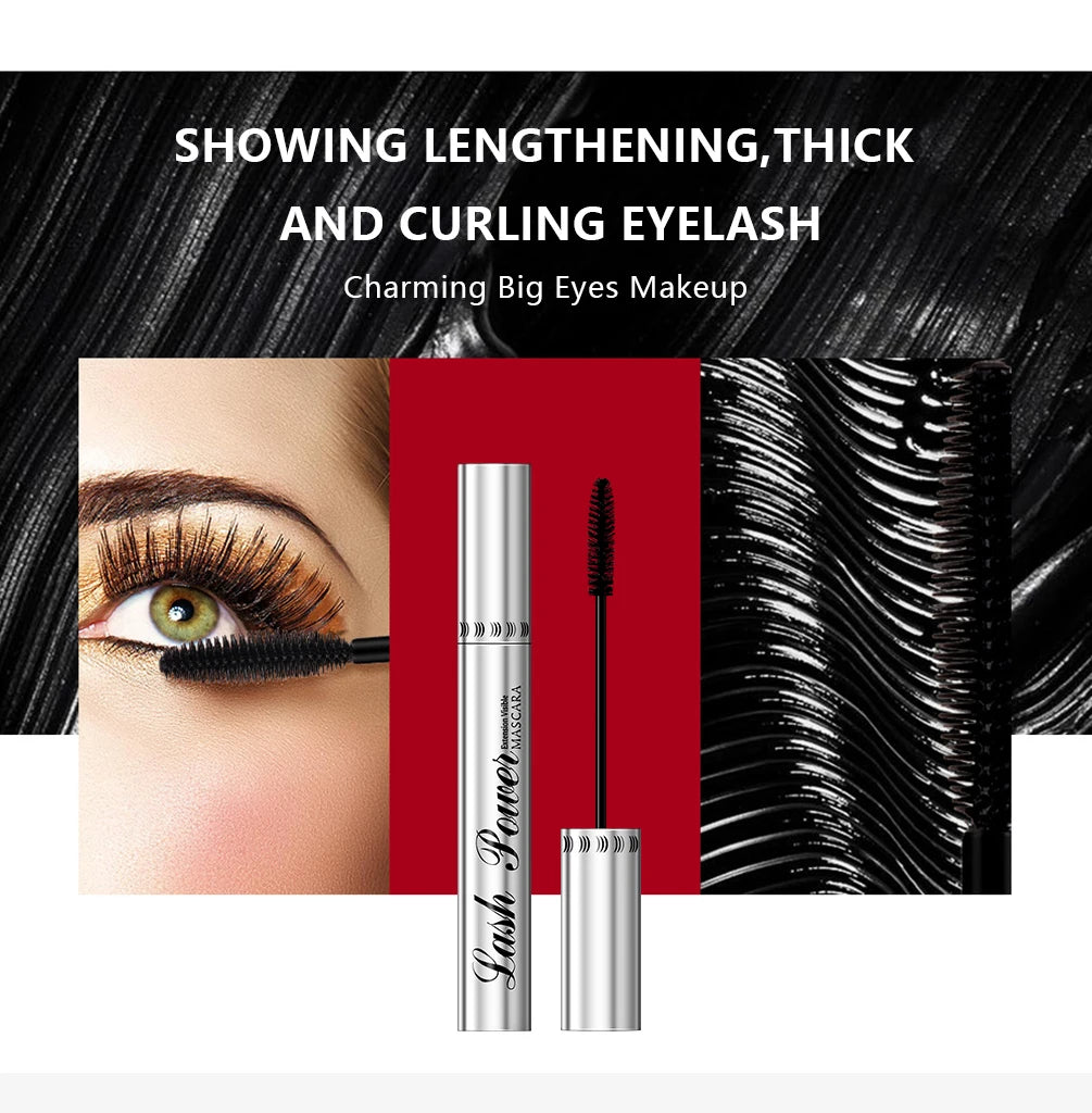 QIBEST 4D Black Mascara Waterproof Lengthening Curling Eye Lashes Rimel Mascara Silk Fiber Women Mascara Extra Volume 5g Makeup