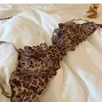 Französische sexy Unterwäsche, dünner Leopardendruck, transparente Dessous, bequeme, geraffte Bügel-BH-Set für Damen, String