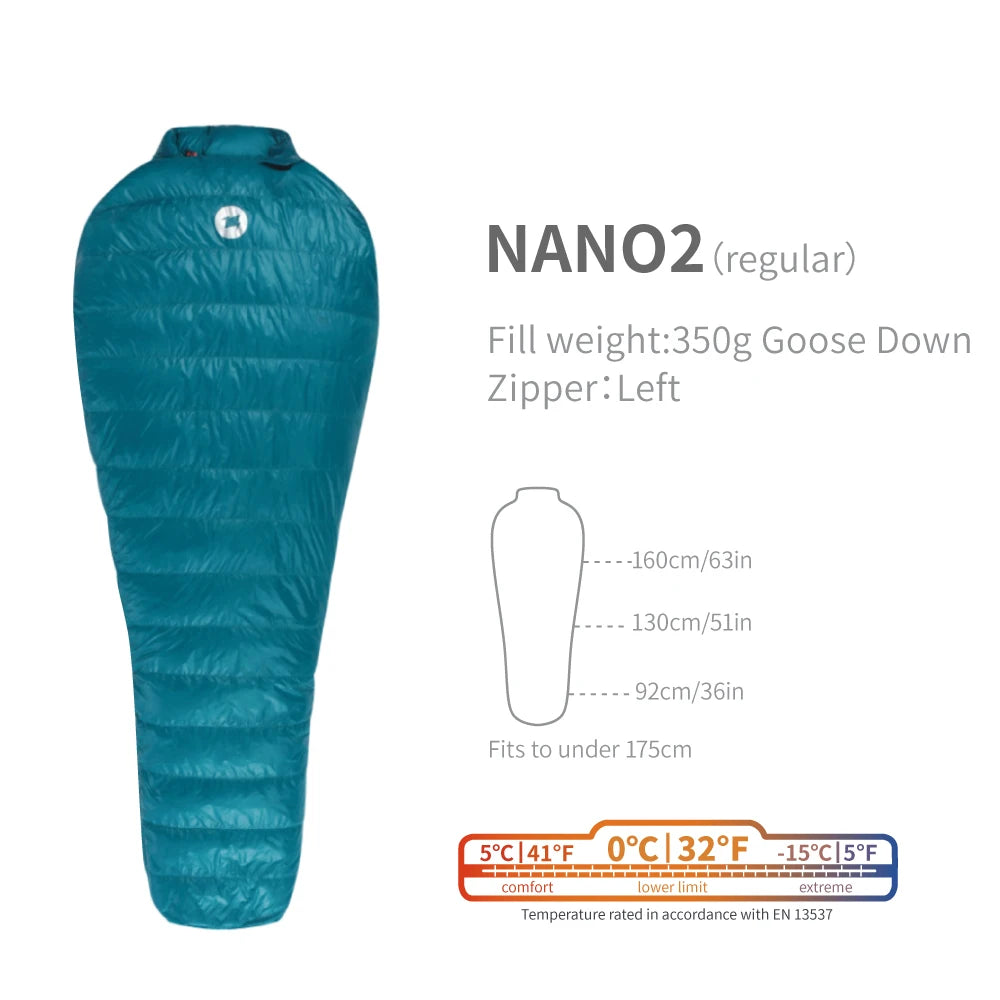 AEGISMAX Nano2 Upgrade 0 Grad 800FP Gänsedaunen Schlafsack Outdoor Ultraleichter Camping Wandern Schlafsack für Herren & Damen