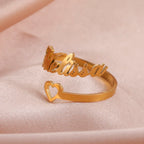 Personalisierter Doppel-Vorname-Ring für Damen und Herren, personalisiertes Paar-Familien-Geschenk, goldfarbener Edelstahl-Metallschmuck