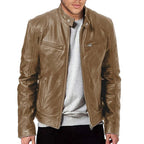 2024 Motorrad Lederjacken Herren Lässige Mode Motorradmantel Slim Fit Revers PU Jacken Herbst Winddichte Lederjacke Herren