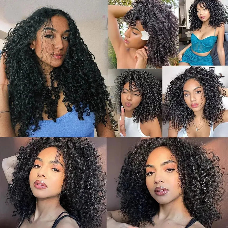 Pixie Locken Echthaar Weave Bundle mit Verschluss Brazilian Echthaar Weave Extensions 100% Echthaar Tressen HD Lace Verschluss