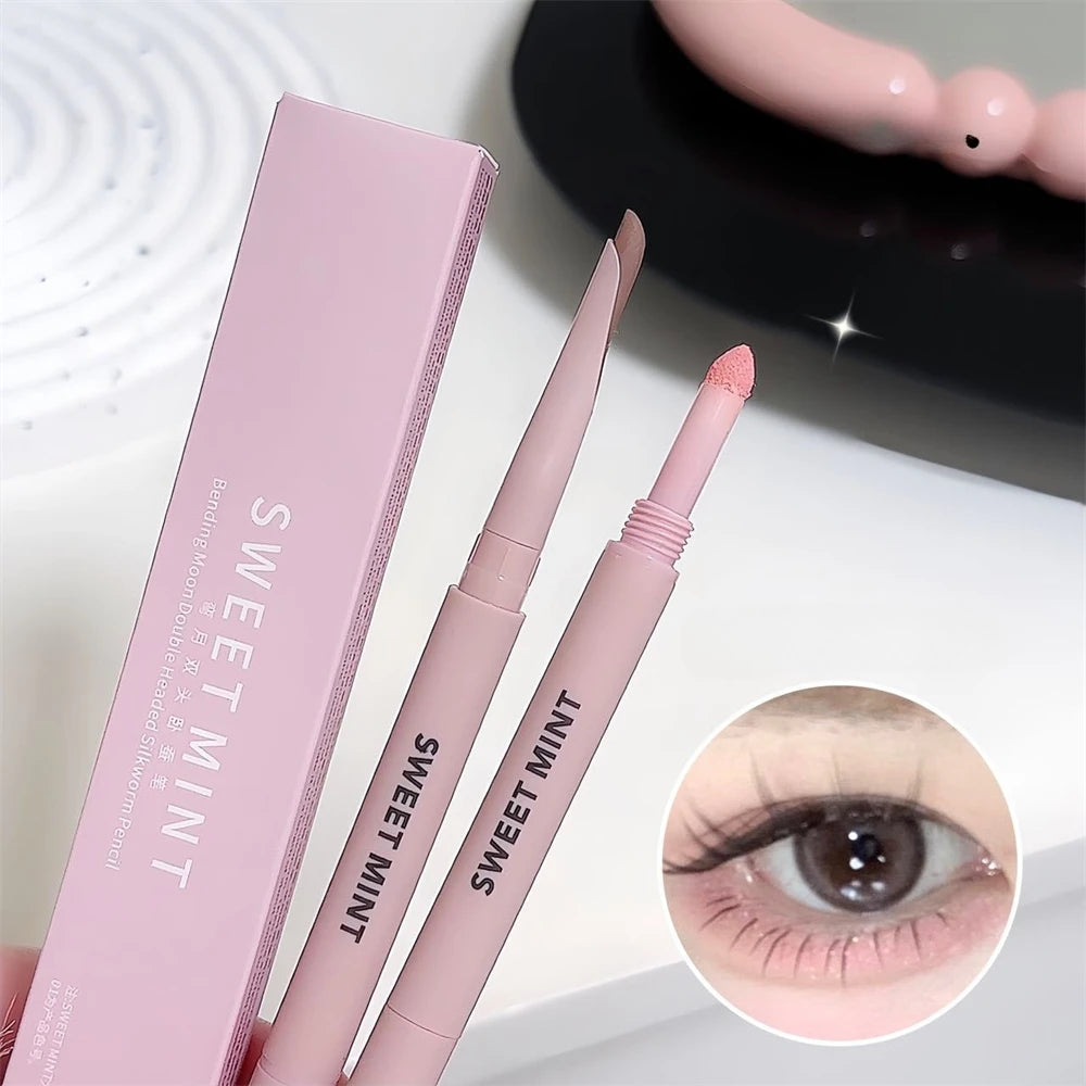 Doppelseitiger Lying Silkworm Eyeliner Pencil Diamond Glitter Matt Aegyosal Pen Aufhellende Creme-Lidschatten-Highlighter-Augen-Make-up