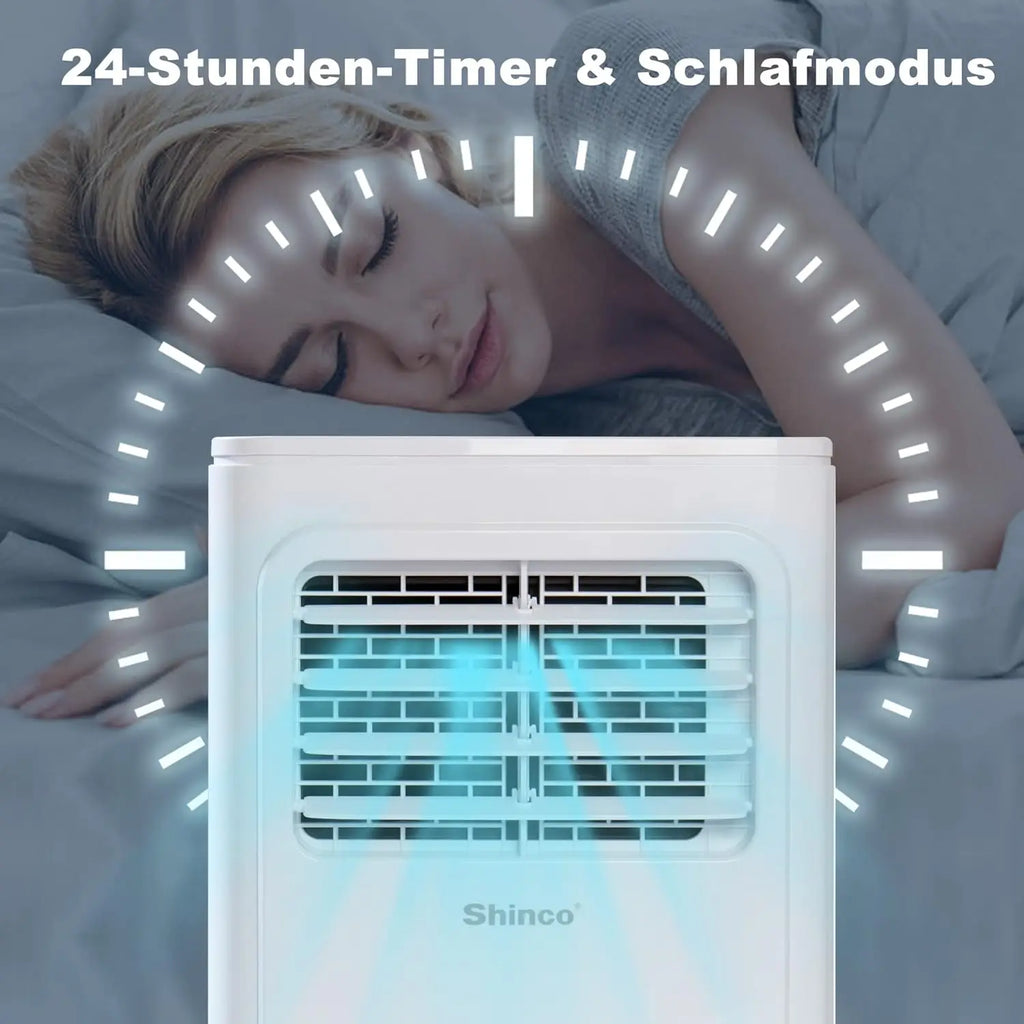 SHINCO 7000 BTU Mobiles Klimagerät (2,05 kW), Kühlen & Ventilieren & Entfeuchten, Raumgröße bis zu 54 m³ (18 ㎡)