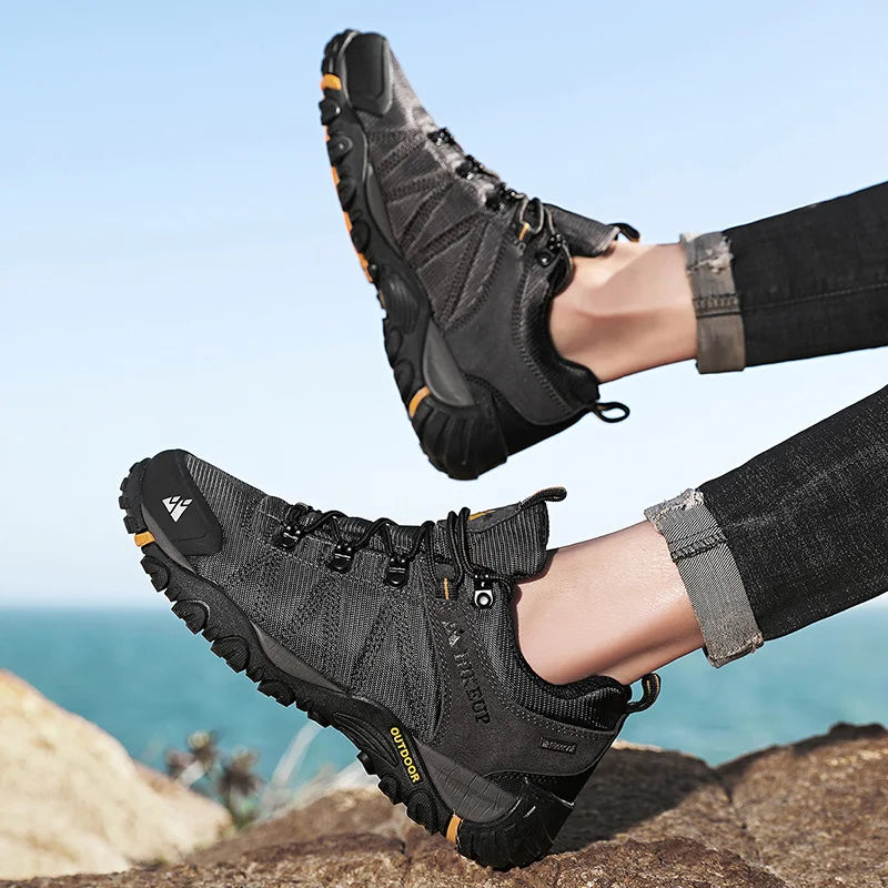HIKEUP Rutschfeste Herren Wanderschuhe Atmungsaktive Outdoor Abriebfeste Spritzwassergeschützte Kletterschuhe Herren Sneaker Tourismus Bergschuhe