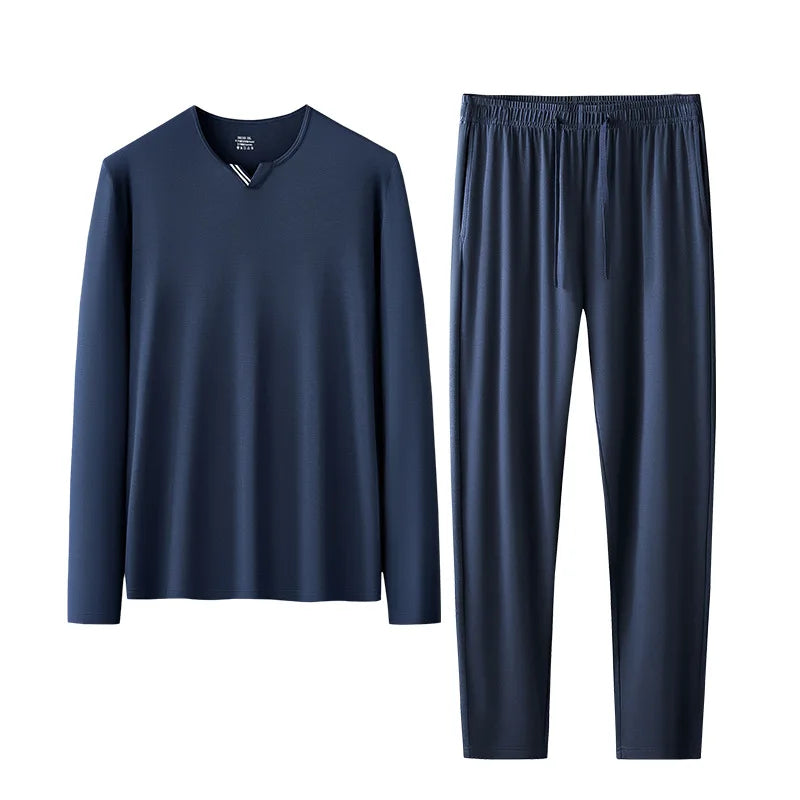 Herren Schlafanzug Set Ultrafeiner Tencel Modal Frühling und Sommer Komfort Loungewear Luxus Herren Pyjama