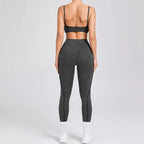 Nahtlose Yoga-Sets Sport-Fitness Hochbund-Hüfthebe-Formhose Rückenfreier BH-Anzug Workout-Gym-Leggings-Sets für Damen
