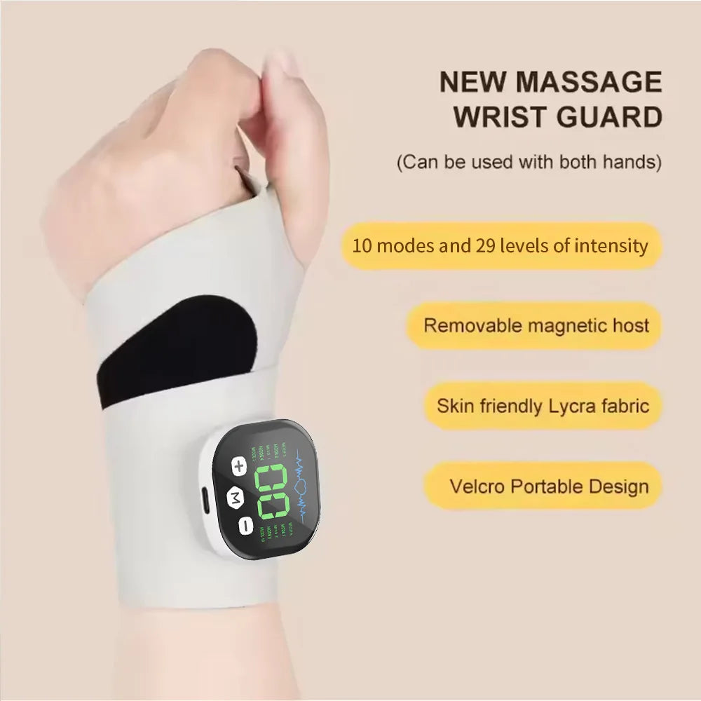 EMS Elektrisches kabelloses Handgelenk-Massagegerät 10 Modi Vibrationsmassage Linderung von Handmuskelermüdung USB wiederaufladbare Handgelenksbandage