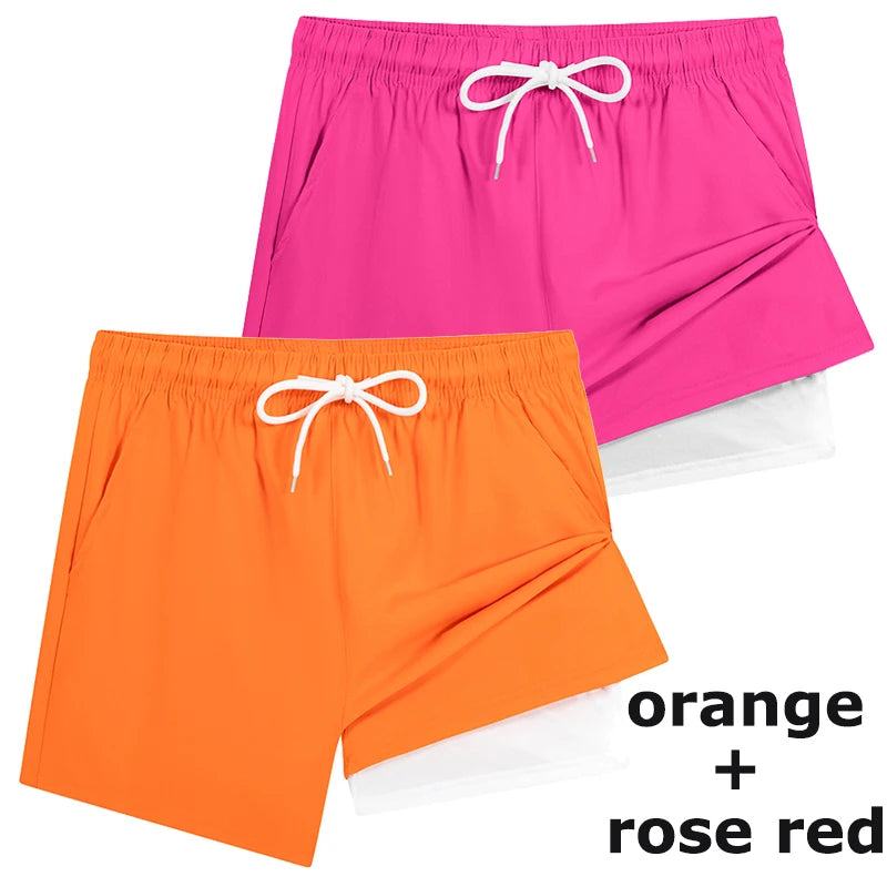 Herren-Badehose mit Kompressionsfutter, Handytasche, schnell trocknend, Badeshorts, Strandshorts, Bademode