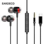 EARDECO TypeC/3.5mm Kabelgebundene Kopfhörer mit Mikrofon Lautstärkeregler Musik-Headset mit Bass Handy-Ohrhörer für Samsung Huawei Xiaomi