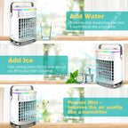 Mobile Home Cooler Fan Mini Multi-use USB Air Cooler Mist Humidifier High Speed Wind