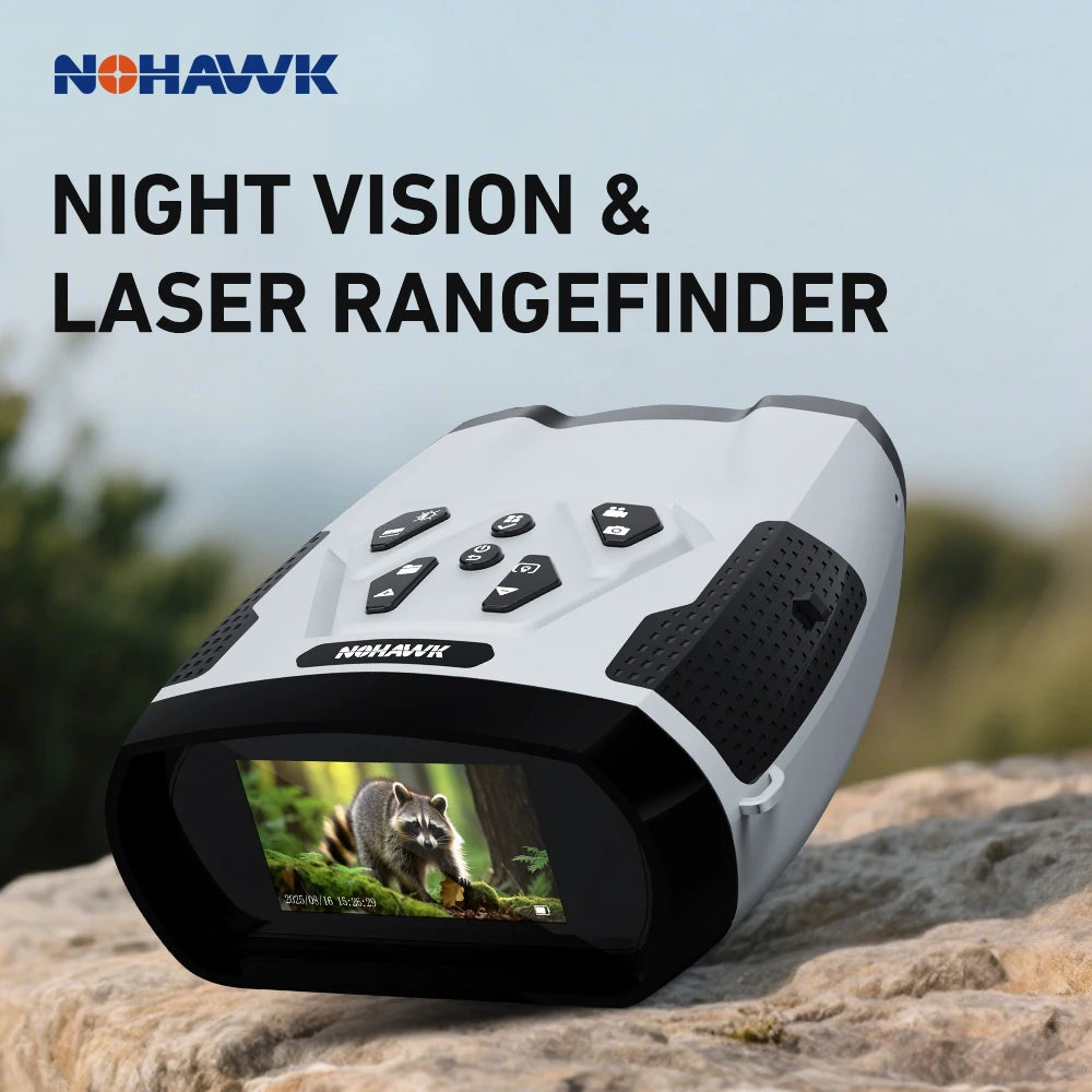 NOHAWK 2K Digitales Nachtsichtfernglas mit Laserentfernungsmesser, 4-stufig einstellbarem Infrarot, Foto-/Videoaufzeichnung für die Jagd