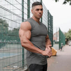 Sommer Baumwolle atmungsaktive V-Ausschnitt Tank Tops Fitnessstudio Workout Laufen Sport Ärmelloses Shirt Herren Fitness Bodybuilding Muskelbekleidung