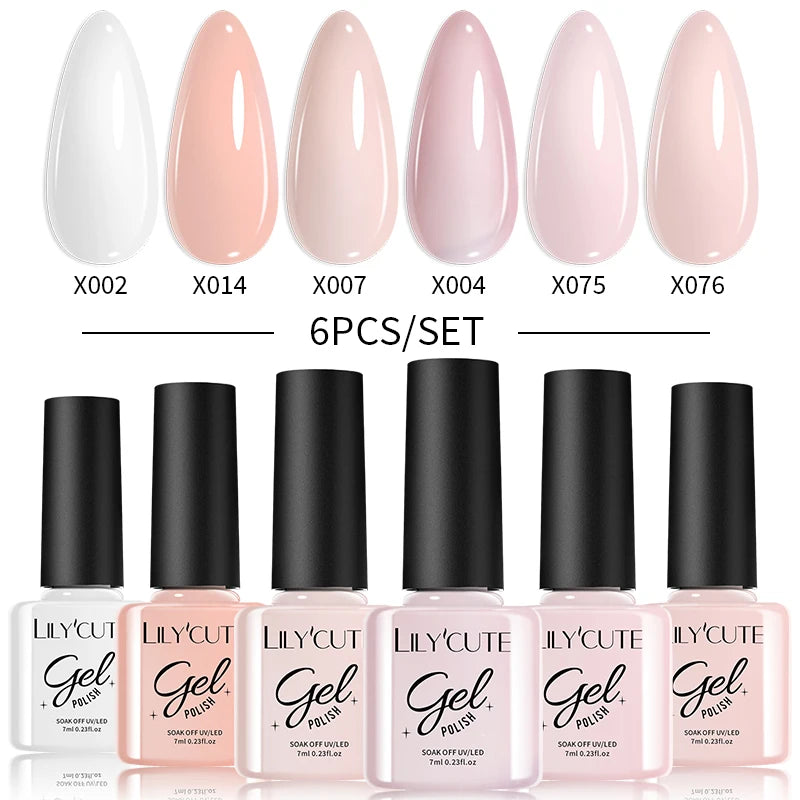 LILYCUTE 6PCS Gel-Nagellack-Set Sommer Neon Nagellack-Gel-Kits für DIY Nagel Semi-Permanenter UV-Lampe Gellack Nagellack-Set