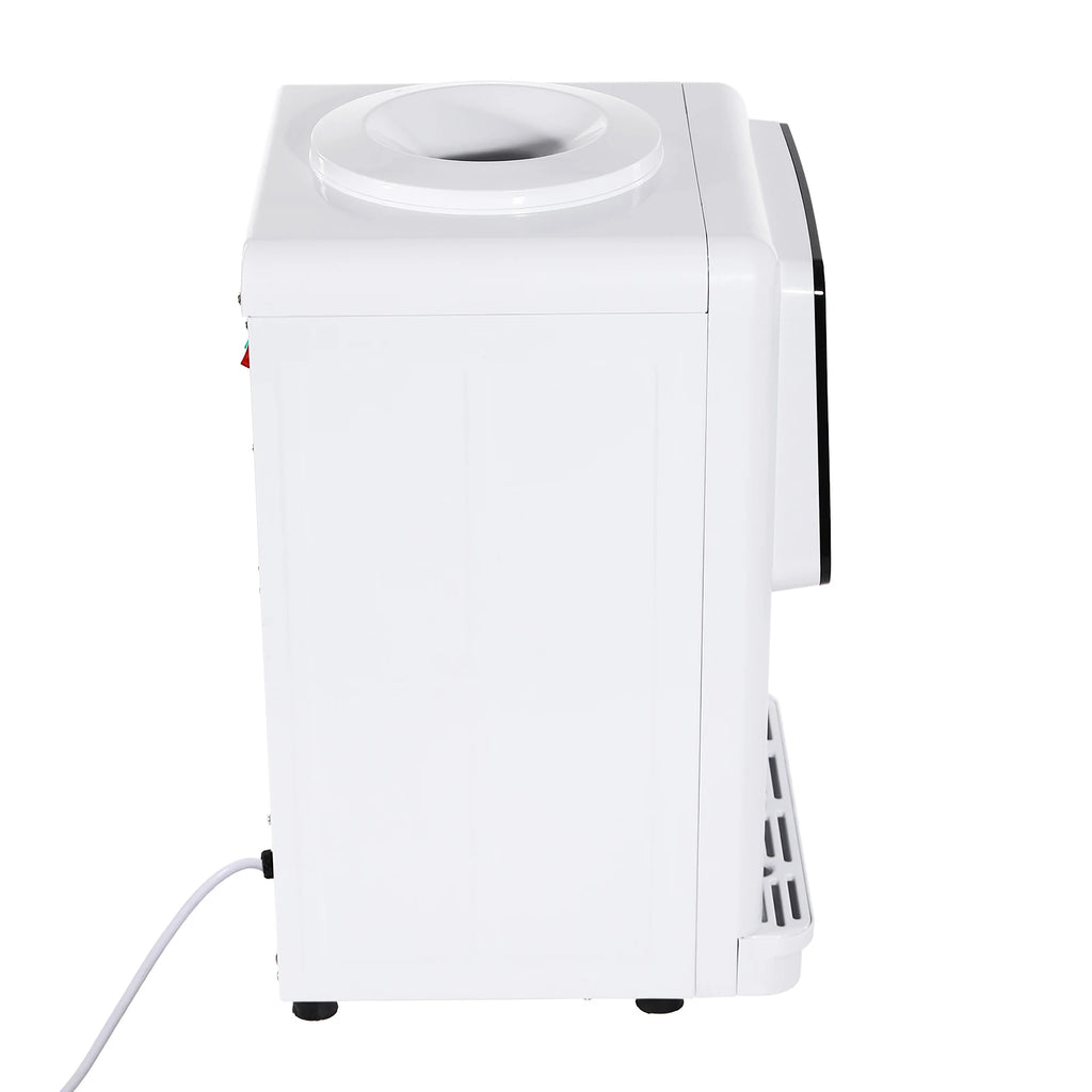 Moderner weißer elektrischer Wasserspender, 31*30*48cm, wassergekühlter Spender, 500W Desktop-Warm- und Kaltwasserspender