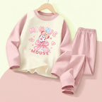 DISNEY Herbst und Winter Mädchen Bequemes Weiches Schlafanzug-Set Kinder Freizeit-Hauskleidung-Set Minnie-Druck Kinder Pyjamas 0-10 Jahre