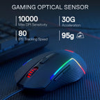 Redragon S141 Gaming-Tastatur- und Maus-Kombination, K515 kabelgebundene RGB-Membran-Tastatur und M616 kabelgebundene Gaming-Maus mit 10000 DPI im Bundle