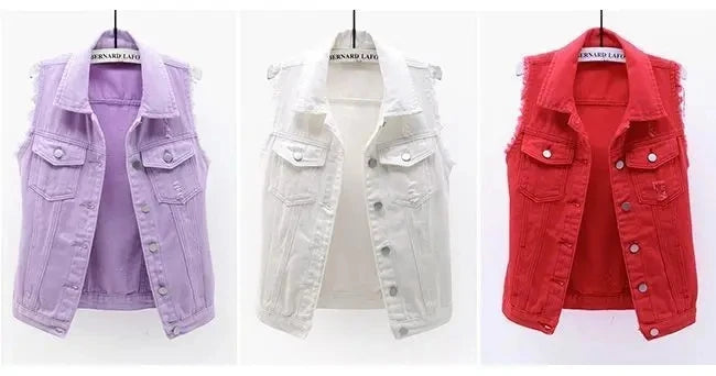 Mode Jeansweste Damen Cropped Frühling Sommer Ärmellose Tops Kurze Jacken Weste Top Oberbekleidung Jeans Cowboy Female