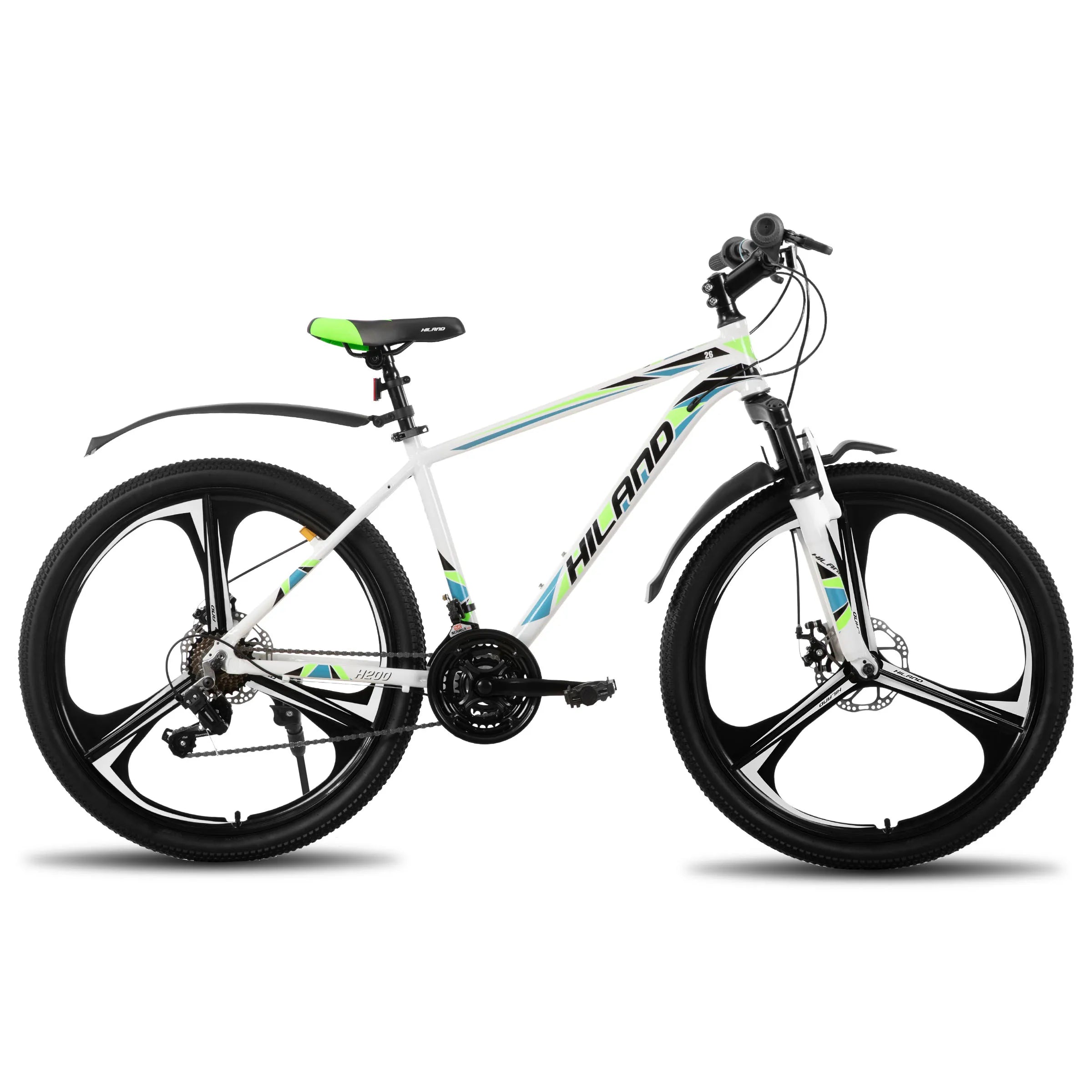 HILAND Mountainbike, 3-Speichen-Rad, 18 Gänge Schaltung, Aluminiumrahmen 26 Zoll Räder, Scheibenbremsen Fahrrad für Herren Damen Herren-MTB