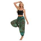 Damen Boho Weite Hosen Haremshose Erwachsene Hohe Taille Yoga Loose Laternenhose Atmungsaktive Strandhose Urlaub Bedruckte Jogger