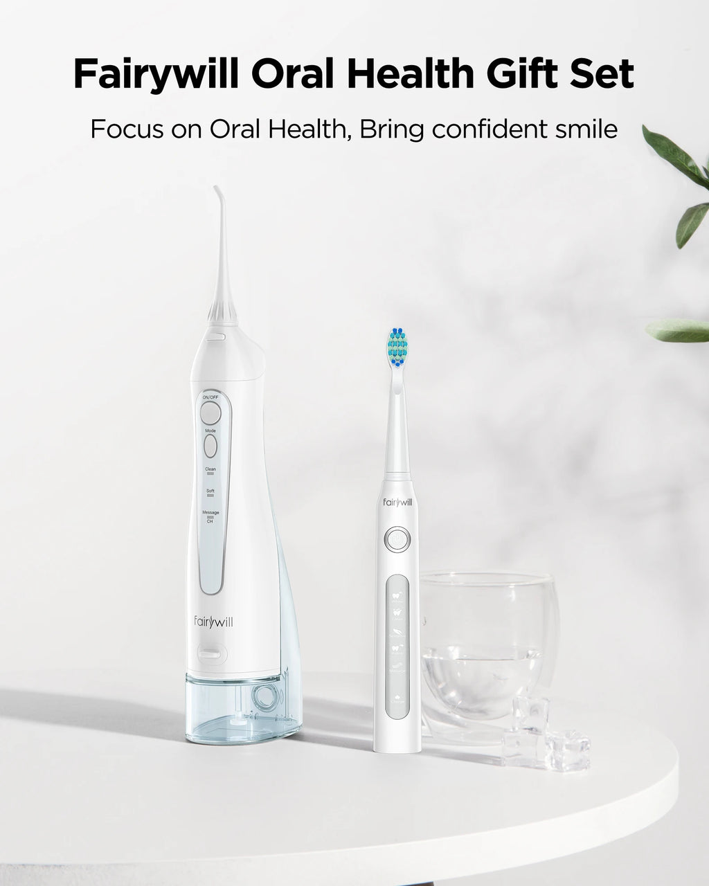 Fairywill Water Dental Flosser Zähne Tragbarer kabelloser USB Munddusche Reiniger IPX7 Wasserdichtes Elektrische Zahnbürsten Set Zuhause