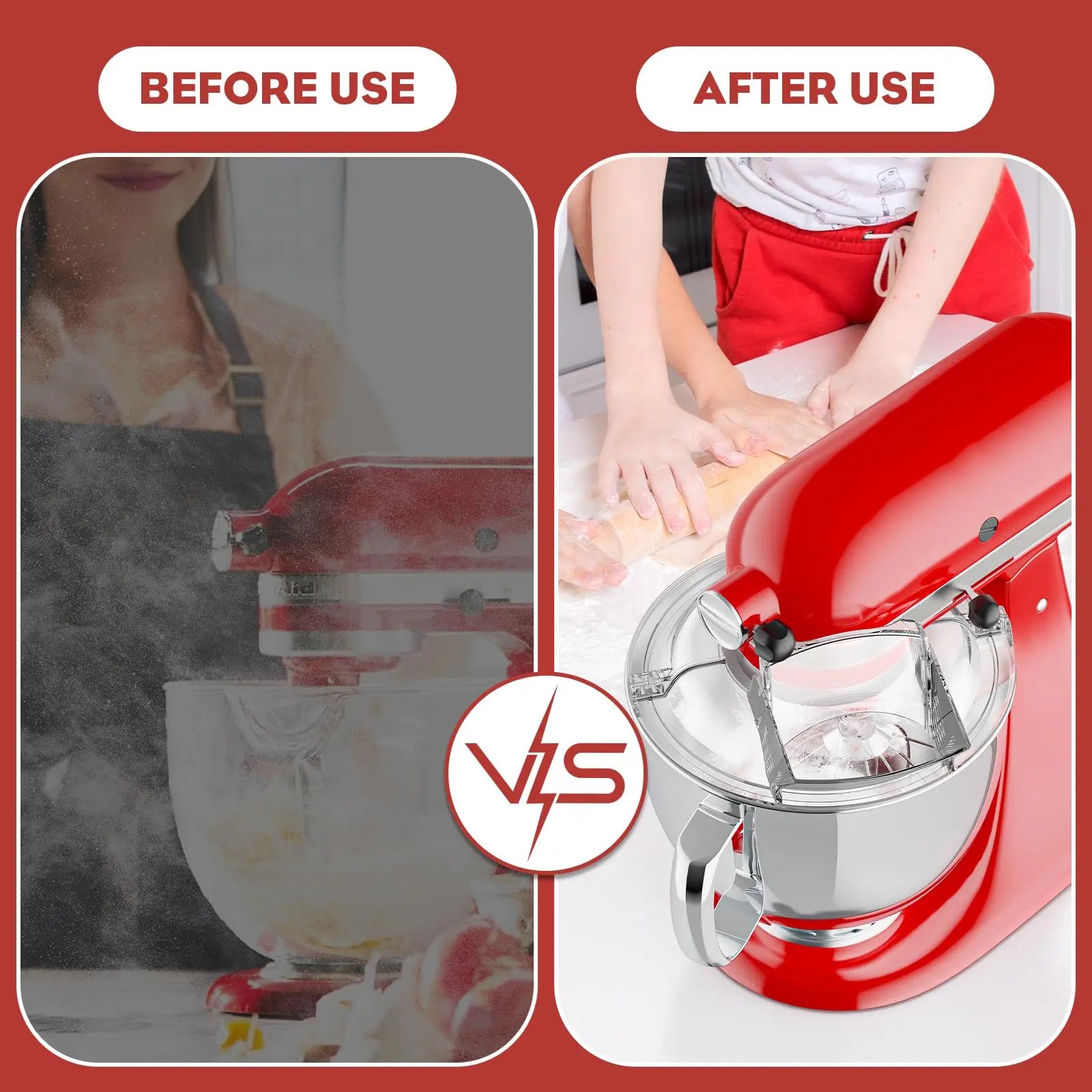 Spritzschutz, Abnehmbarer Klappdeckel für KitchenAid 4.5-5QT Küchenmaschine mit Kippkopf, Zubehör für Rührschüsseln