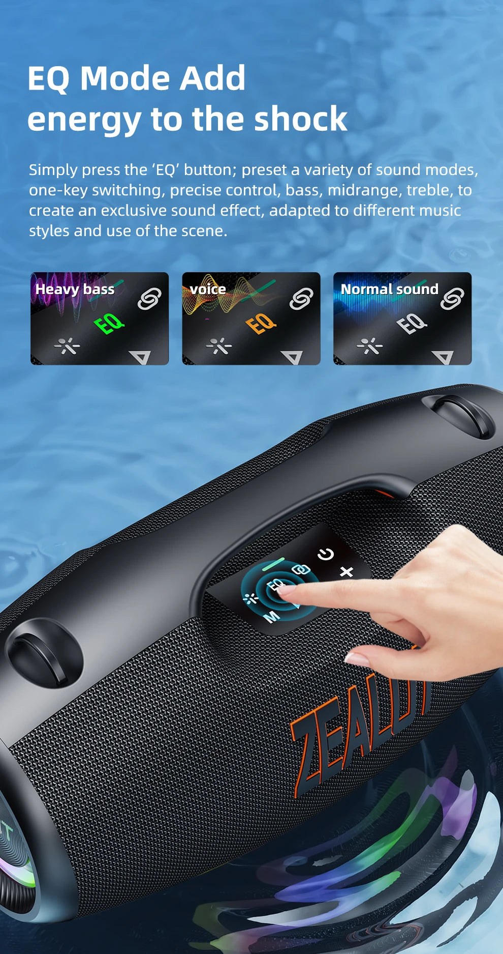 ZEALOT-S89 250W Wasserdichter tragbarer Bluetooth-Lautsprecher, kabelloser Outdoor-Boombox-SubwooferDreifach passive Radiatoren-Tiefer Bass