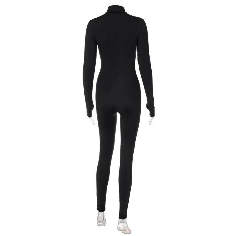 Fitness-Outfit Damen, lässig, sportlich, Workout-Reißverschluss-Jumpsuit, Damen-Overall, langärmelig, eng anliegend, Aktivitätskleidung, Oberteile