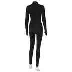 Fitness-Outfit Damen, lässig, sportlich, Workout-Reißverschluss-Jumpsuit, Damen-Overall, langärmelig, eng anliegend, Aktivitätskleidung, Oberteile