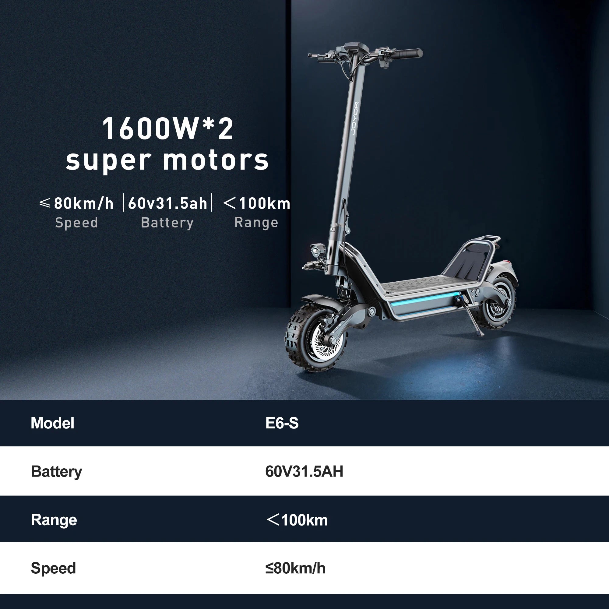 JOYOR E6-S Erwachsenen-Elektroroller 3200W Motor 60V31.5AH Akku Offroad-EScooter NFC-Entsperrung Hydraulische Bremse Klappbarer E-Scooter