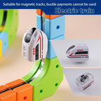 Magnetische elektrische Eisenbahnlokomotive Holzschiene Slot Diecast Eisenbahn mit zwei Waggons Holzzug Kinderspielzeug Biro Schiene