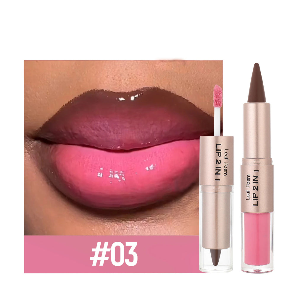 Schwarzer brauner, spitz zulaufender Lipliner-Konturenstift, doppelseitiger Spiegel, aufpolsternder Lippenglanz, kristallklarer Lipgloss, sexy roter Lippen-Tint-Make-up