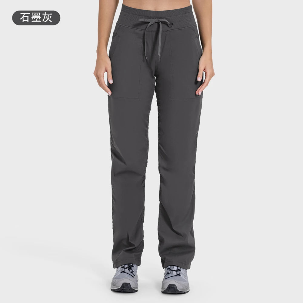 Women Quick Drying Sports Pants Lightweight Breathable Running Fitness High Waisted Loose Wide Leg Casual Yoga Pants 2024 Autumn