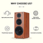Hochleistungs-Passivlautsprecher, 8 Zoll, Standlautsprecher, 3-Wege-Heim-Audiosystem, 90 dB Empfindlichkeit, Hifi-Holzlautsprecher, ein Paar
