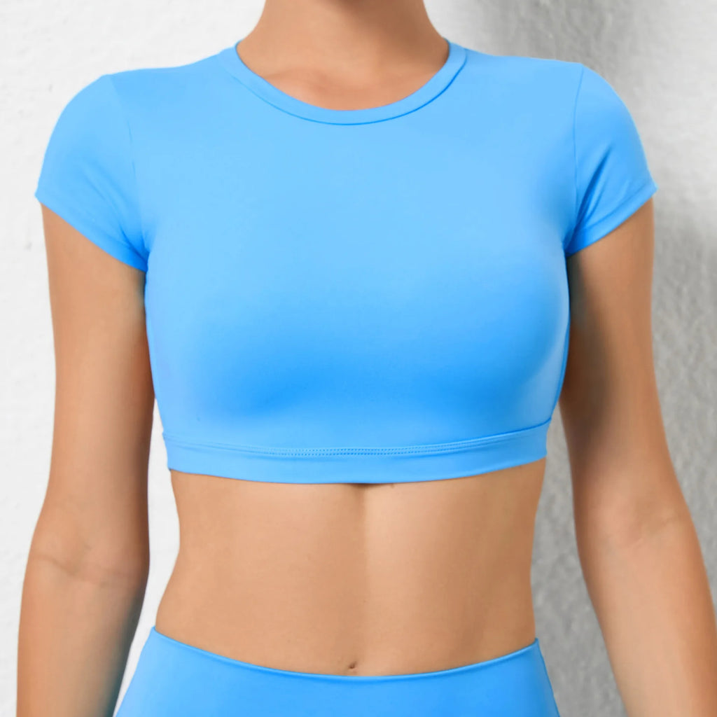 Hearuisavy Sommer Personalisierbare Sportshirts Workout Sportbekleidung Rückenloses Yoga-Kleidungsstück Brustpolster Sport Crop Tops Gym Top Damen