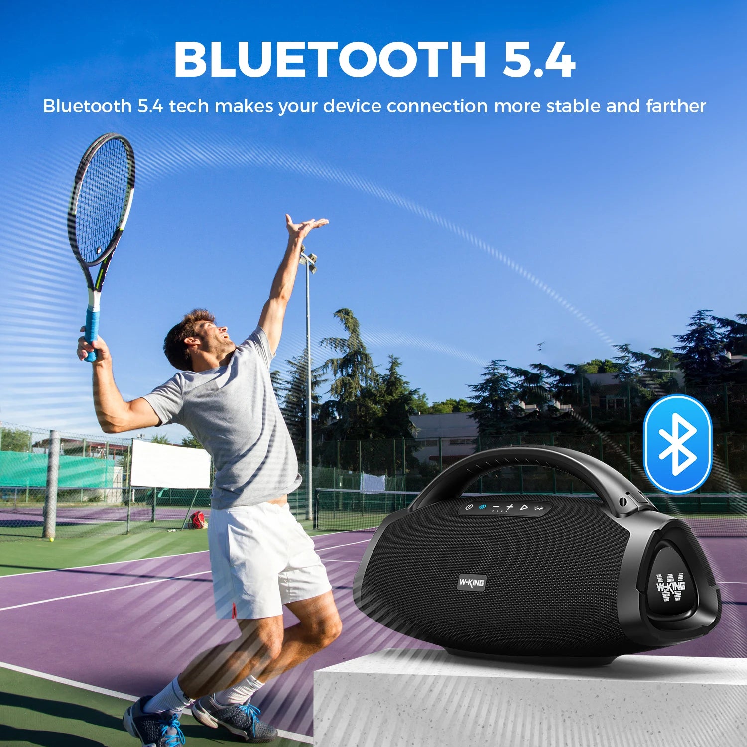 W-KING 200W RMS Portable Bluetooth Lautsprecher, Massive Bass Party Boombox IPX7 Wasserdichter Lautsprecher Groß, Lauter Outdoor Lautsprecher