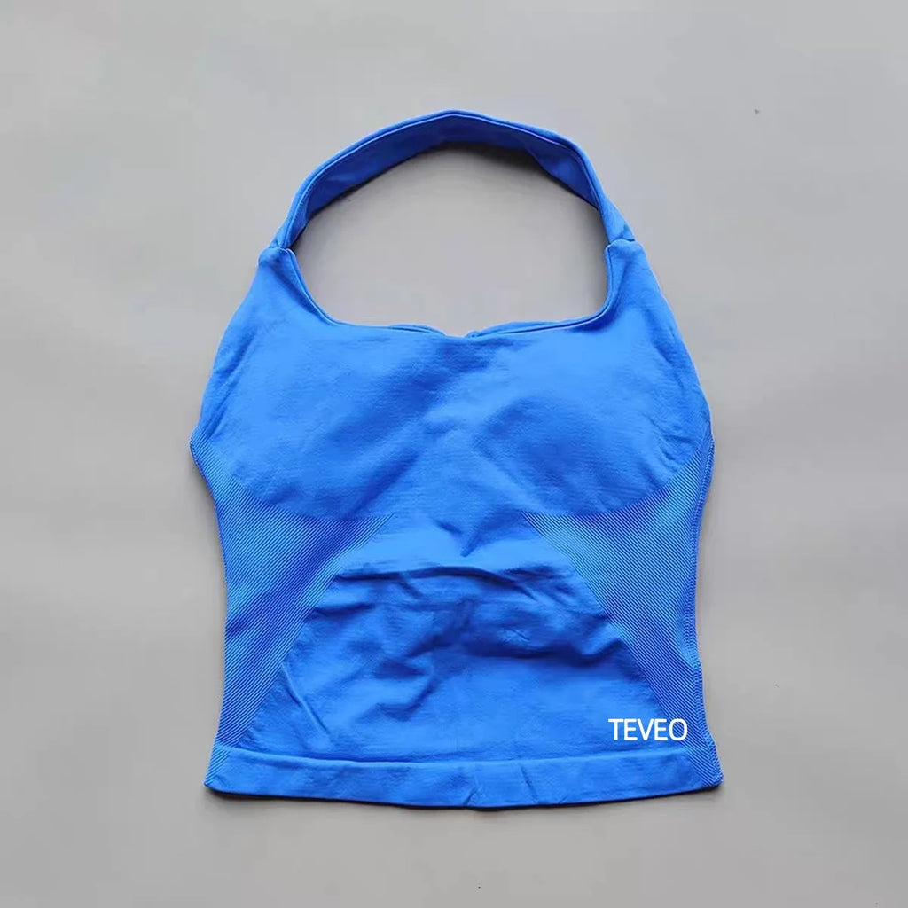 2025 TEVEO Neuer hochfester, elastischer BH, vollständig Neckholder, rückenfrei, Yoga