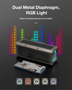 BlitzWolf BW-WA3 100W TWS Bluetooth-Lautsprecher mit vier Treibern, doppelter Membran, tiefem Bass, RGB-Licht, IPX5 Wasserdichtigkeit, 5000mAh Akku