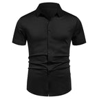 Herren Stretch Hemd Bügelfreie Hemden Regular Fit Kurzarm Stretch Business Casual Button-Down Hemden